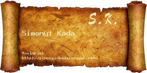 Simonyi Kada névjegykártya